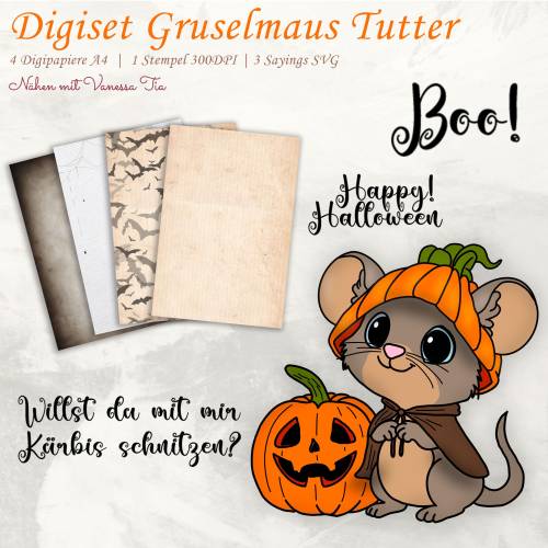 Maus Tutter - Digiset Halloween Herbst Printable JPG PNG