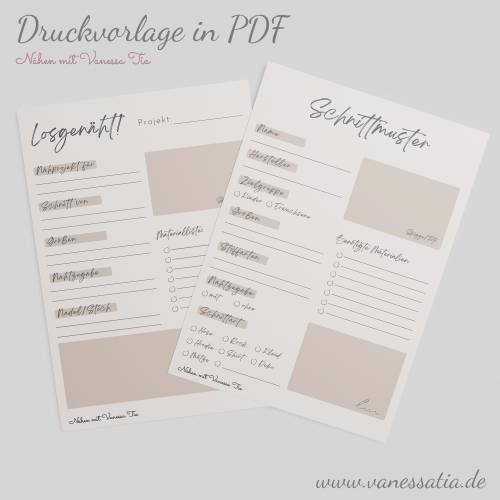 Nähorganizer Druckvorlage - Template Schnittmuster Organizer
