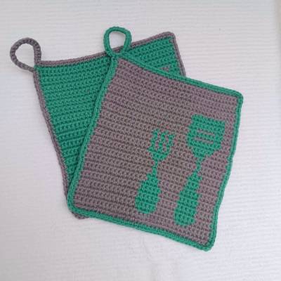 Häkelanleitung Topflappen "Besteck"