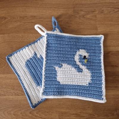 Häkelanleitung Topflappen "Schwan"