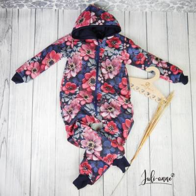 Overall Softshell XL Blumen Blau Koralle  #Sommer #Übergang #Winter