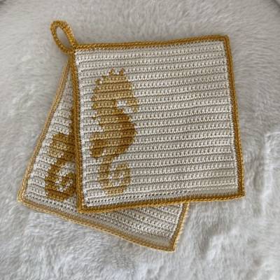 Häkelanleitung Topflappen "Seepferdchen"