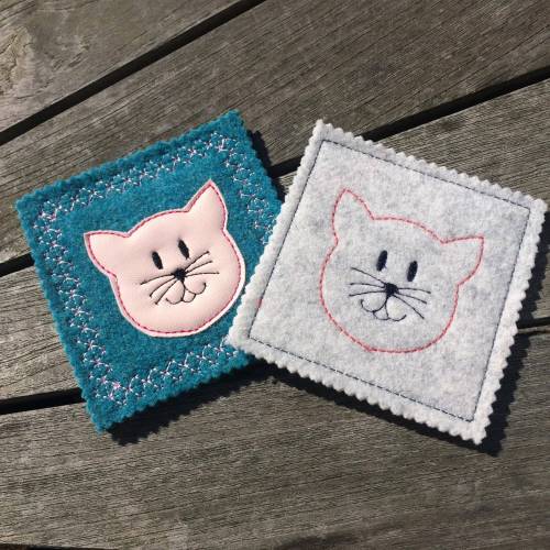 MugRug Katze ITH Stickdatei 10x10 Tassenteppich Untersetzer Becheruntersetzer Tassenuntersetzer Anleitung in Deutsch