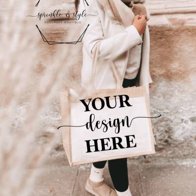 Jutetasche Mockup für Designer, Jute Bag Mockup Tote Mockup Shopping Bag Mockups Shopping Tote Mock Up Tasche