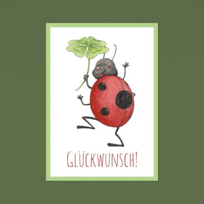 Postkarte: Glückwunsch, Grußkarte, Geschenkkarte, Abschluss, Erfolg · A6 · Aquarell, Buntstift, klimaneutraler Druck