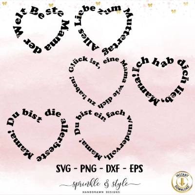 Plotterdatei Muttertag, Herz du bist svg Digistamp, Mama, Laserdatei, Cricut, Deutsche Sprüche, Oma Herz, Sublimation