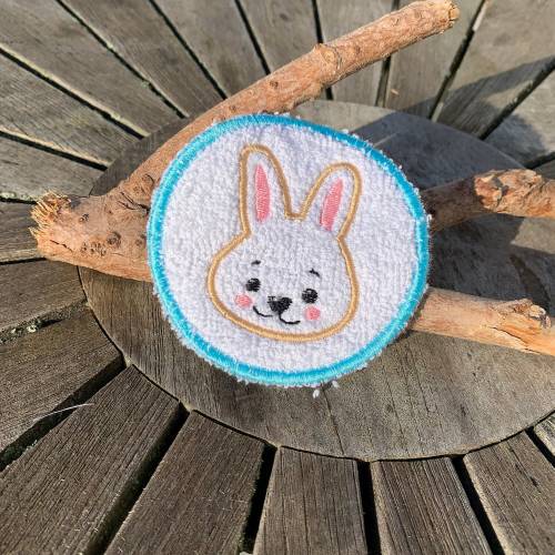Abschminkpad Hase 2 rund Stickdatei  ITH 10x10 cm Waschpad Pad Ostern Osterhase Pad
