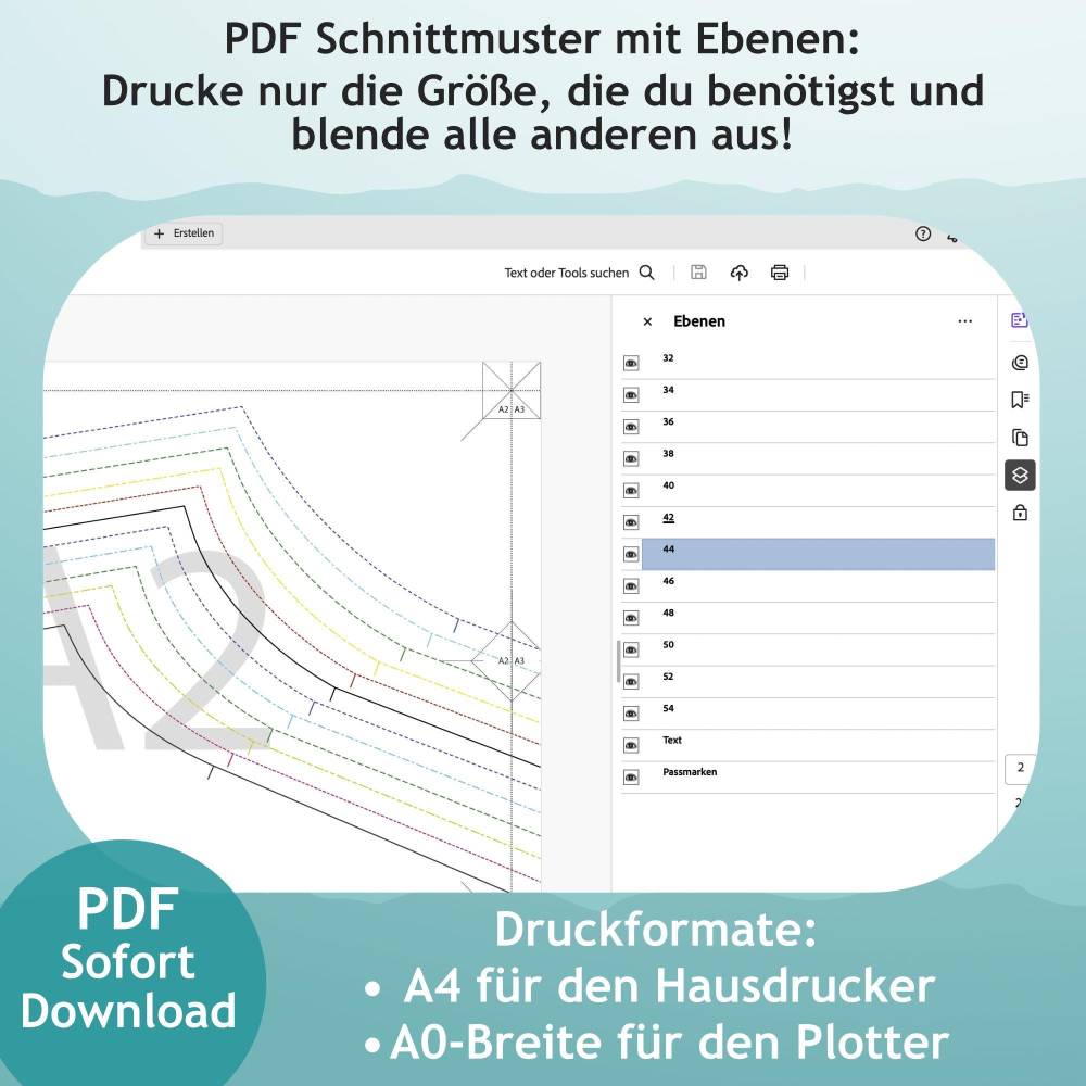 PDF Schnittmuster mit Ebenen Kinder Leggings Nele Mini-Me, Gr. 92/98 bis 164/170 | eBook Schnitt mit farbiger Nähanleitu Bild 2