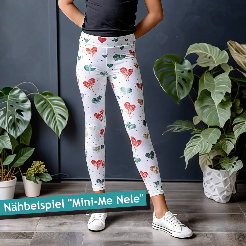 PDF Schnittmuster mit Ebenen Kinder Leggings Nele Mini-Me, Gr. 92/98 bis 164/170 | eBook Schnitt mit farbiger Nähanleitu Bild 3