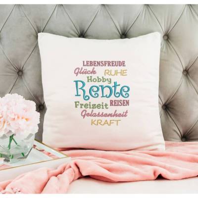 Stickdatei für Spruch Rente