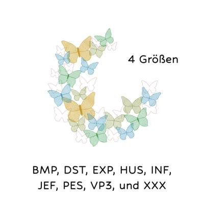 Stickdatei Schmetterling in 4 Größen