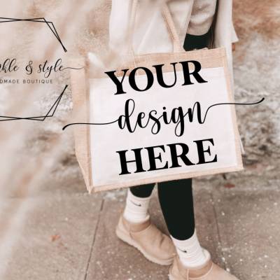 Jutetasche Mockup für Designer, Jute Bag Mockup Tote Mockup Shopping Bag Mockups Shopping Tote Mock Up Tasche