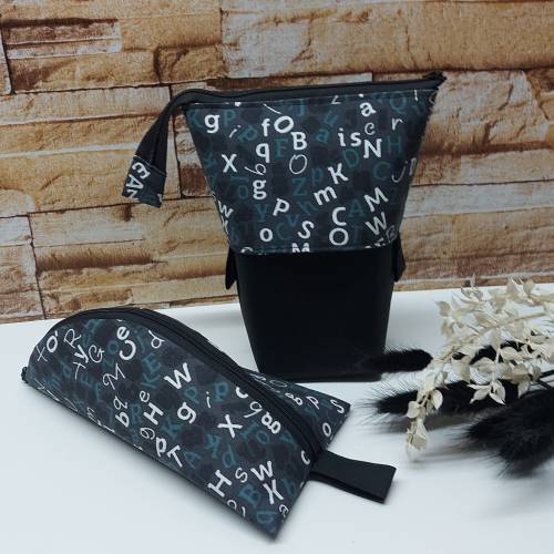 Popup-Mäppchen, Stiftemäppchen, Pencilcase - Buchstaben grau