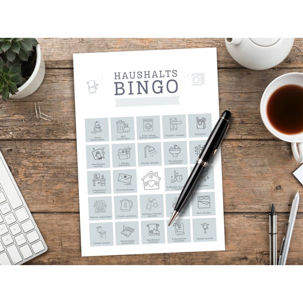 Haushalts-Bingo Set (5 Seiten PDF) – Putz-Challenge für die Familie | Motivation für Kinder & Erwachsene | ADHS-freundli Bild 3