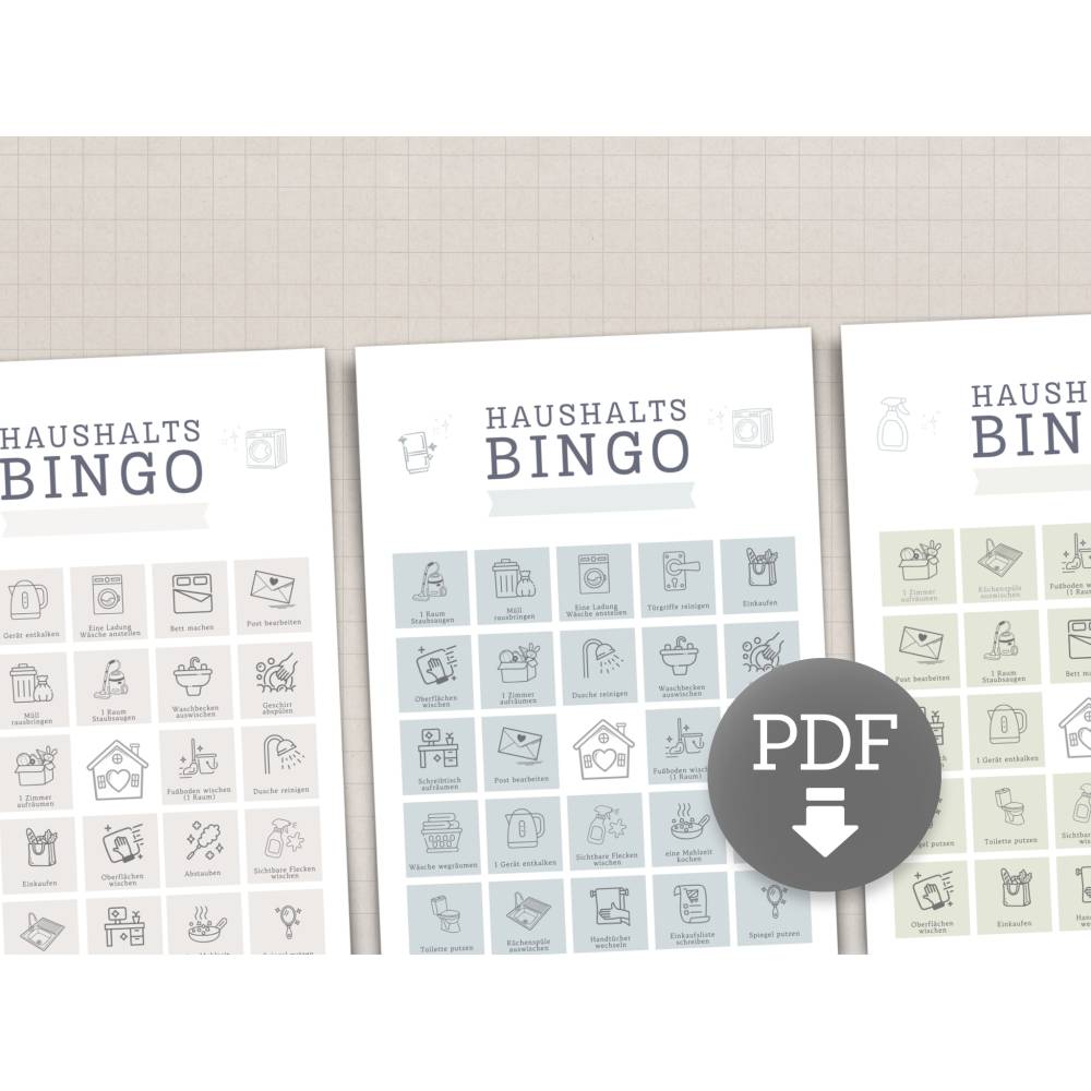 Haushalts-Bingo Set (5 Seiten PDF) – Putz-Challenge für die Familie | Motivation für Kinder & Erwachsene | ADHS-freundli Bild 4