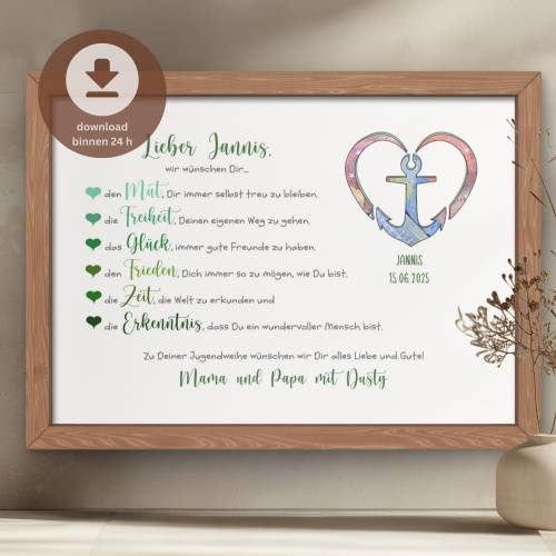 Geldgeschenk Jugendweihe PDF | Geschenk zur Jugendweihe für Jungen | DIY Geld-Glückwunschkarte | Download