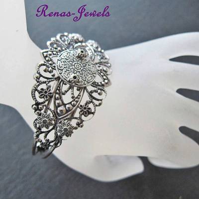 Armspange Armreif silberfarben mit Ornamentefiligran