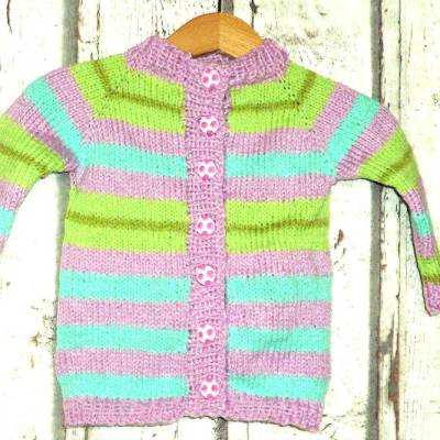 wunderschöne Babystrickjacke Gr.74 leichte Strickjacke Sommerjacke handgestrickte Babystrickjacke Nr: 5994
