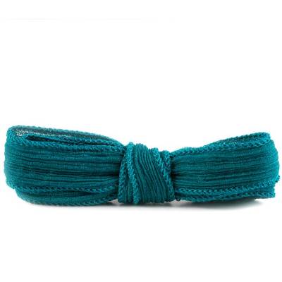 Seidenband Crinkle Crêpe Dunkelpetrol 1m 100% Seide handgenäht handgefärbt Schmuckband Wickelarmband