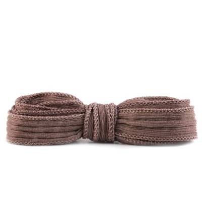 Seidenband Crinkle Crêpe Haselnuss 1m 100% Seide handgenäht handgefärbt Schmuckband Wickelarmband