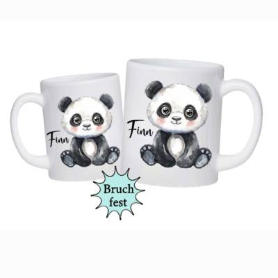 Kinder Tasse mit Name Pandabär Kunstofftasse personalisiert bruchsicher Namenstasse Geschenkidee Einschulung Geburt