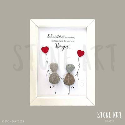 Steinbild "Schwestern sind nie alleine ..." - personalisiert Geschenk für Schwester, Bruder