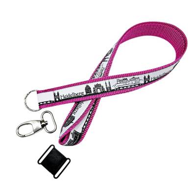 langes Heidelberg Schlüsselband in 3 Längen, mit Ring o. Karabiner, div. Gurtbandfarben, + Namen, + Clip