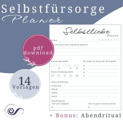 Selbstfürsorge Planer Set zum ausdrucken | Selbstfürsorge Journal | Selbstentwicklung Planer Set | Gewohnheiten Tracker