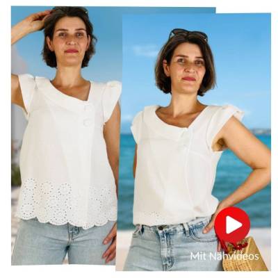 Schnittmuster Bluse Jasmin | Flügelärmel + Kragen | Musselin