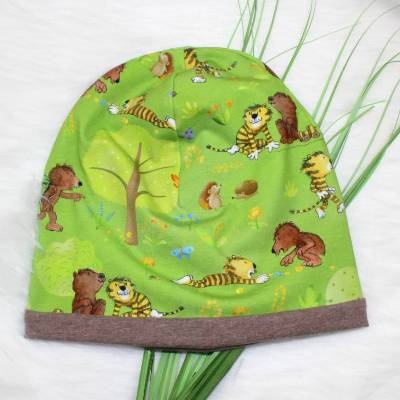 Beanie | Loop | Janosch | Tiegerente | Mütze | Kindermütze | Wintermütze | Wendebeanie | hellgrün | schlamm 