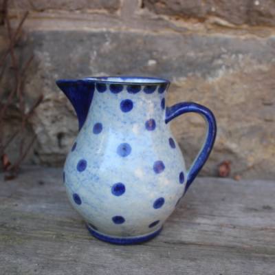 kleiner Krug Milchkrug 0,4 l Sahnekrug Keramik Polka Dots Landhausküche Vintage 70er 80er Jahre