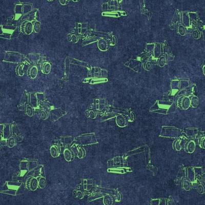 Baumwoll Jersey  Digital Druck Fahrzeuge navy/neon