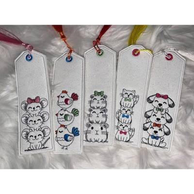 Lustiges Mitbringsel Lesezeichen Schule Hund Hamster Maus Huhn Katze 5er Set