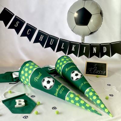 Schultüte Fussball, passend zum ergobag ElfmetBär, mit Namen und Datum, 70 cm oder 85 cm (Werbung wegen Markennennung)