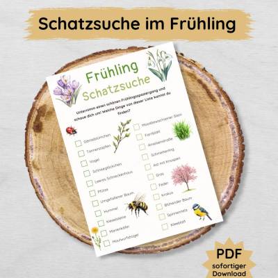 Frühling Schnitzeljagd für Kinder zum Ausdrucken, Frühlingsschatzsuche Druckvorlage