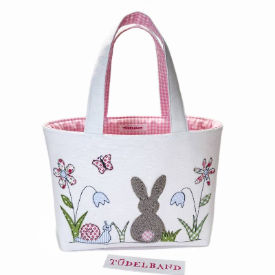 Osterkörbchen Stoffkörbchen Kinderkörbchen Kindertasche ...Frühlingswiese... cremeweiß...rosa...