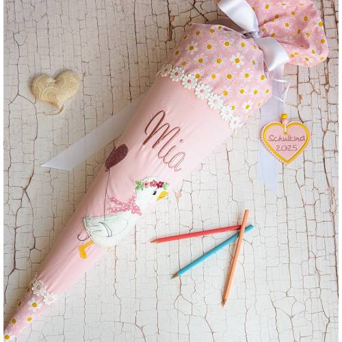 Schultüte aus Stoff Gänse mit Luftballon