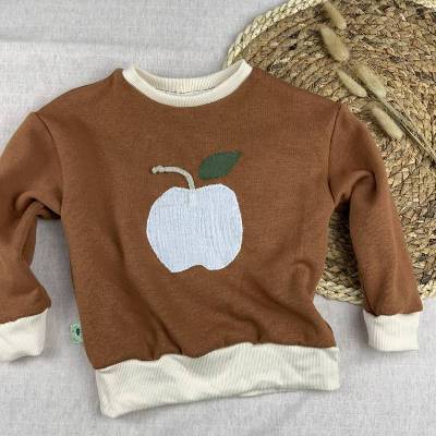 Hoodie, Pullover, Sweatpullover, Apfel-Applikation