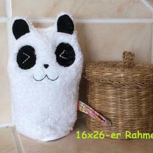 Panda-Waschlappen Stickdatei  ITH 16x26 Waschhandschuh Tiere Geburt Geschenk