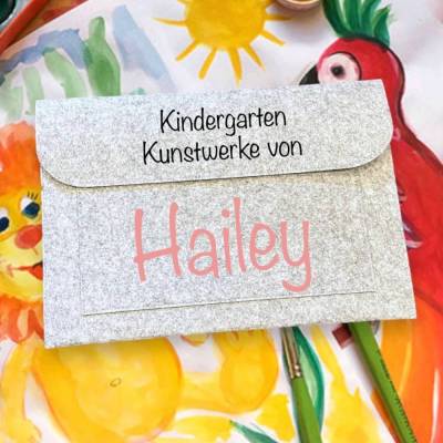 Personalisierte Sammelmappe für Kinder / Filzmappe Kindergarten Kunstwerke