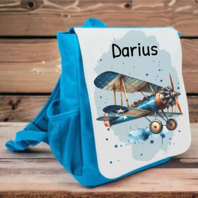 Kinder Rucksack mit Namen Flugzeug Junge Kinderrucksack personalisiert Geschenk Kindergarten Kita Start 