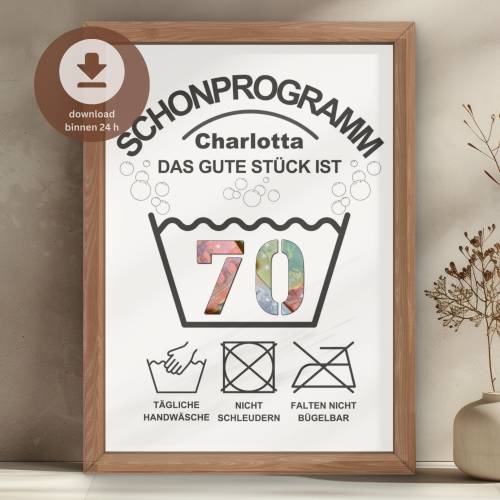 70. Geburtstag Geldgeschenk personalisiert | 70 Geburtstag Frau Geburtstagsgeschenk  | DIY Geld-Geburtstagskarte | PDF