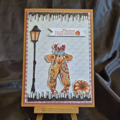 Kürbis Halloween Karte / Happy Halloween Grußkarte / Handgemachte Halloweenkarte / Halloweenkarte Clownmotiv