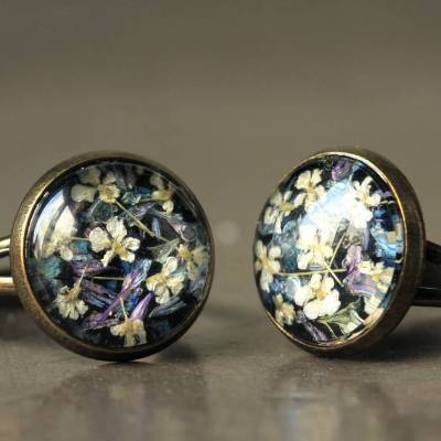 Fingerring gepresste Blüten Dillblüte in Resin