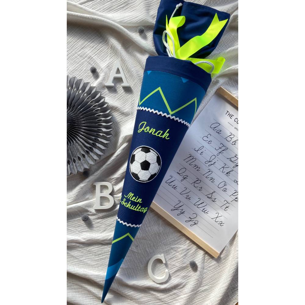 Schultüte Fussball für Jungen passend zum ergobag FallrückziehBär, 70 cm oder 85 cm Bild 1