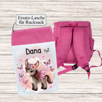Rucksack Kinder Ersatzlasche mit Name personalisiert Esel Mädchen Kindergartenkind Kita Geschenk
