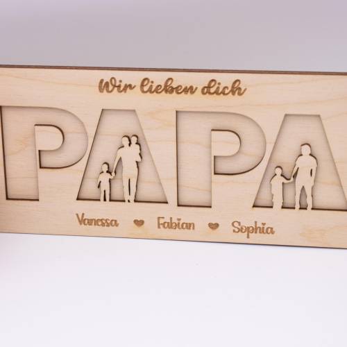 Holzkarte zum zusammenstecken für Papa und Mama - für Bilder oder Gutschein