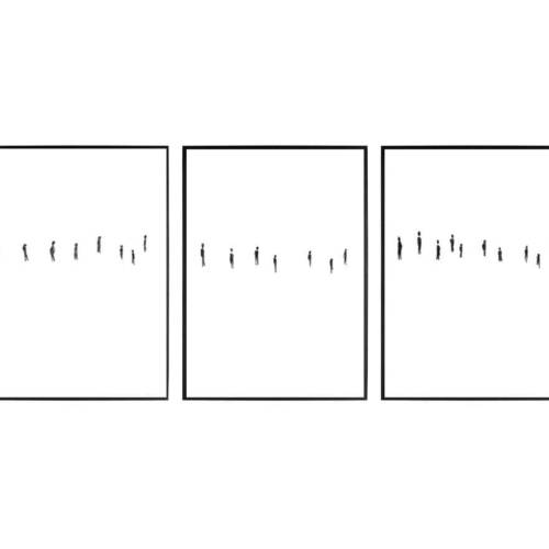 Menschen abstrakt Kunstdruck 3-tlg – Minimalistische schwarz weiß Wandkunst DIN A4 – Moderne Galerie Wandbilder