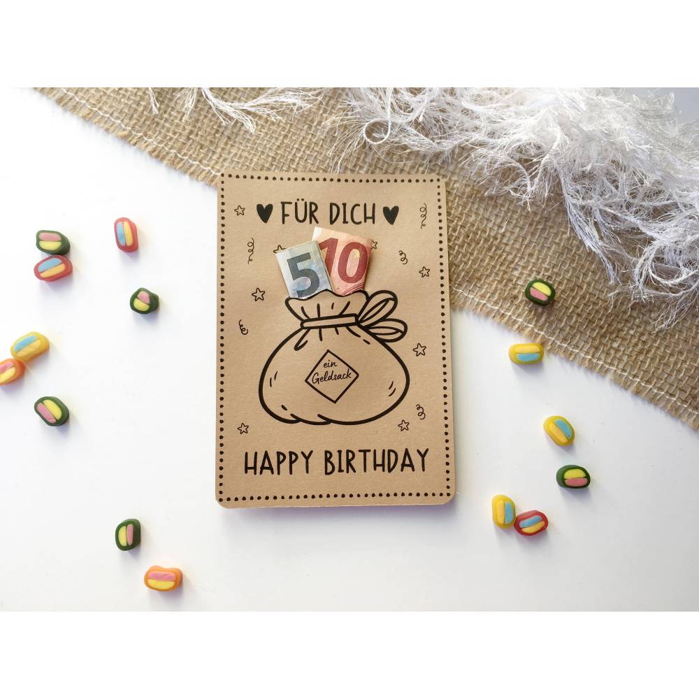 Druckvorlage Geldgeschenk Geburtstag – Glückwunschkarte Geldsack zum Ausdrucken Bild 3
