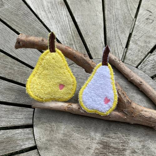Abschminkpad Birne Stickdatei ITH 10x10 cm Waschpad Obst Garten Ernte Anleitung in deutscher Sprache